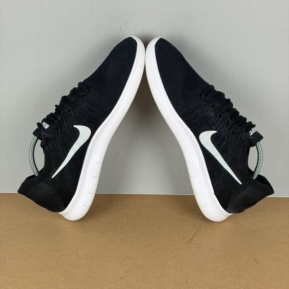 Nike Free RN Flyknit 2017 Athletic Running Shoes Womens 9 Black White Low Top - Picture 6 of 10